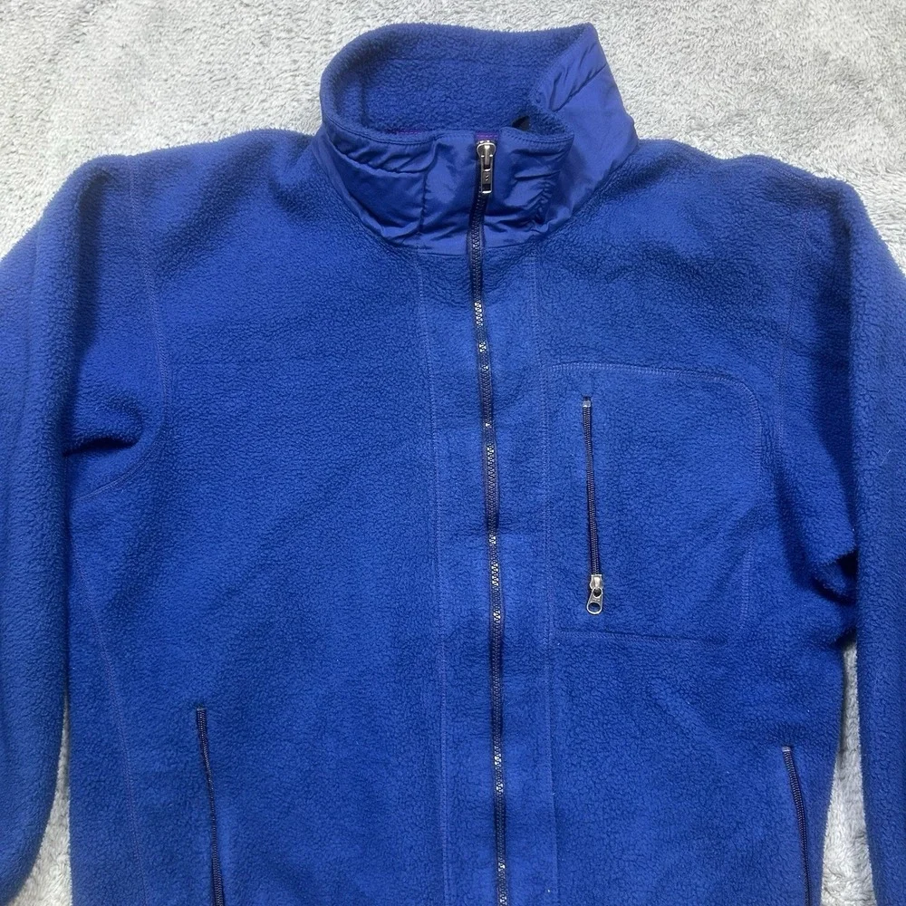 Vintage Patagonia Synchilla Jacket Men's L Blue Fleece Full Zip Made In USA 3508